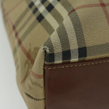 Burberry Nova Check Tote Bag PVC Beige Auth 66284