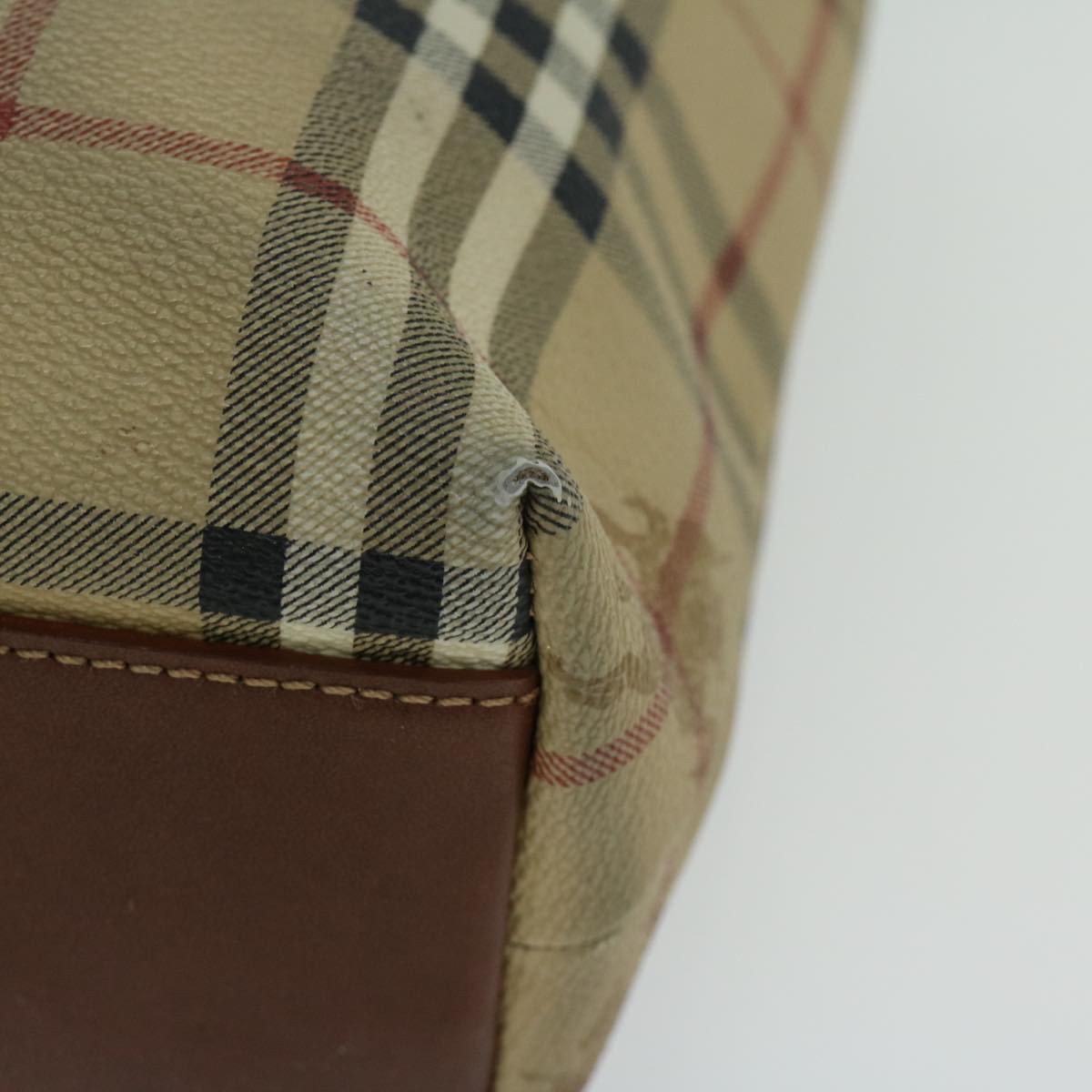Burberry Nova Check Tote Bag PVC Beige Auth 66284