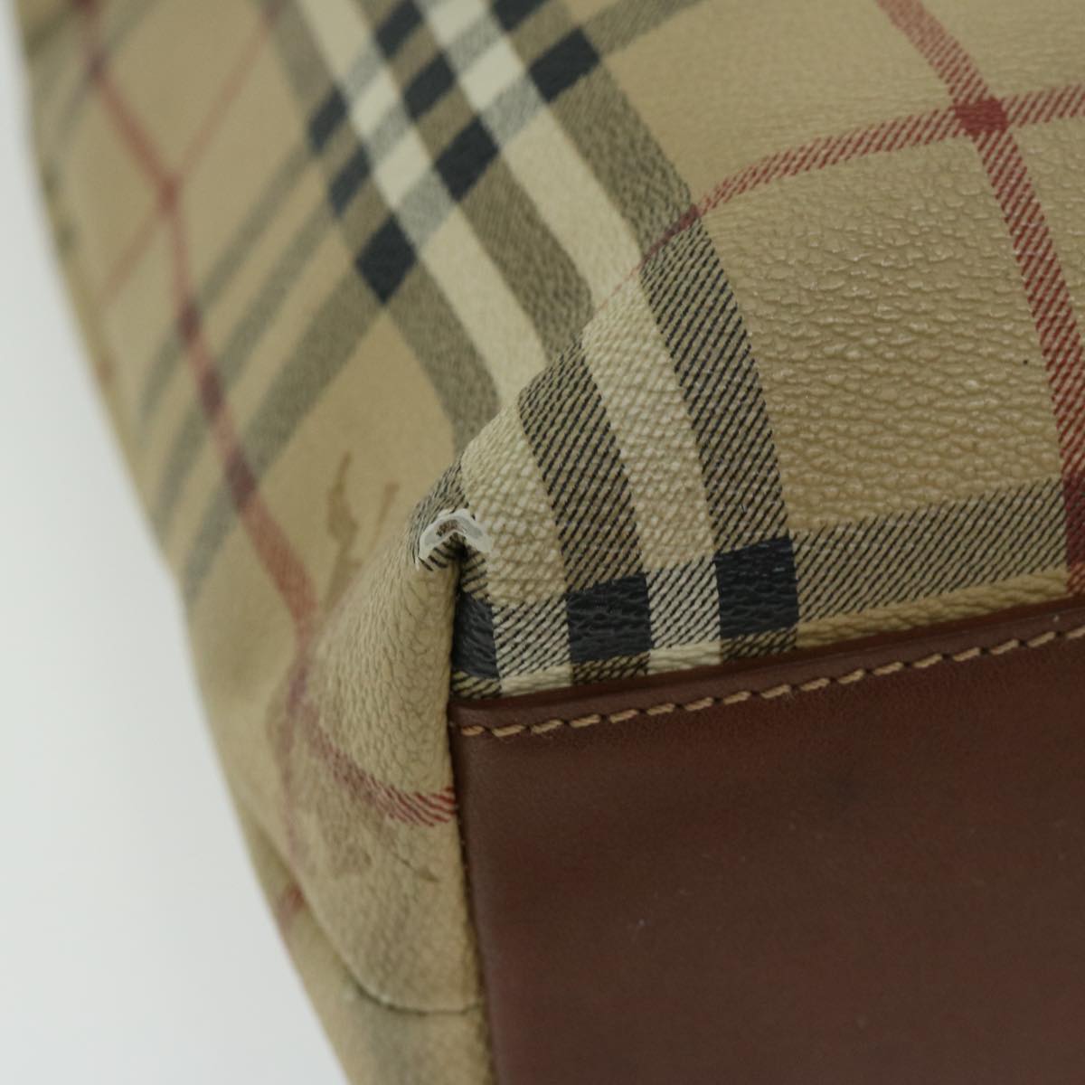 Burberry Nova Check Tote Bag PVC Beige Auth 66284