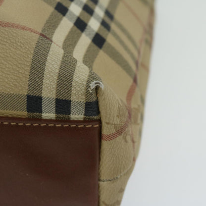 Burberry Nova Check Tote Bag PVC Beige Auth 66284