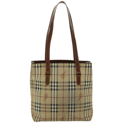 Burberry Nova Check Tote Bag PVC Beige Auth 66284