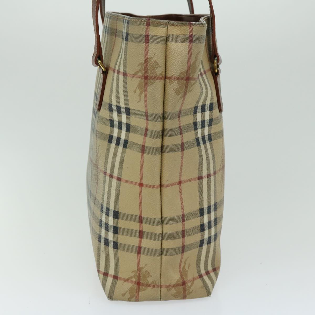 Burberry Nova Check Tote Bag PVC Beige Auth 66284