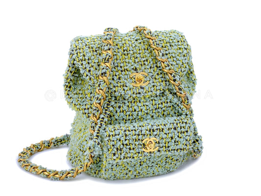 Chanel 1994 Vintage Green Tweed Duma Backpack Bag