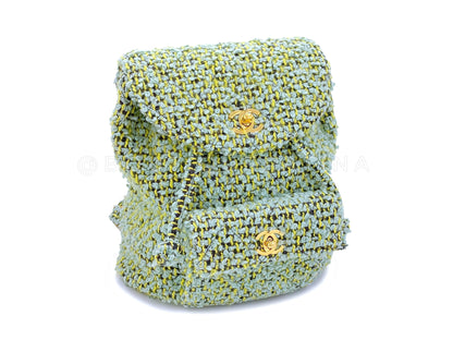 Chanel 1994 Vintage Green Tweed Duma Backpack Bag