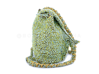 Chanel 1994 Vintage Green Tweed Duma Backpack Bag