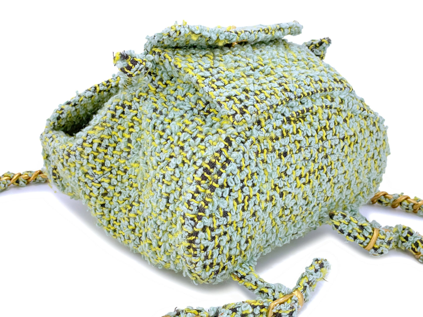 Chanel 1994 Vintage Green Tweed Duma Backpack Bag