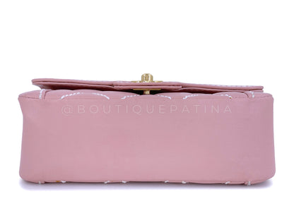 Rare 2005 Vintage Chanel Mauve Pink Wild Stitch Surpique Baby Mini Kelly Flap Bag 24k GHW