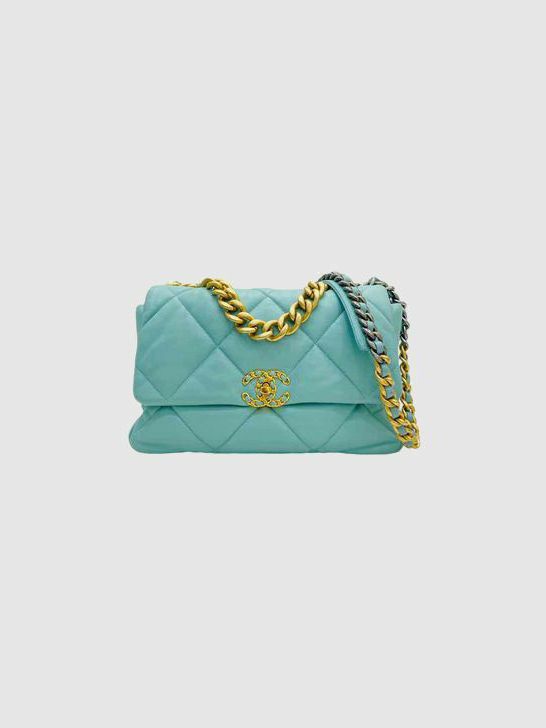 CHANEL 19 Flap Blue Quilted Shoulder Bag