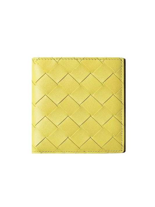 Luxury Bottega Veneta Intrecciato Bifold Leather Half Wallet Yellow