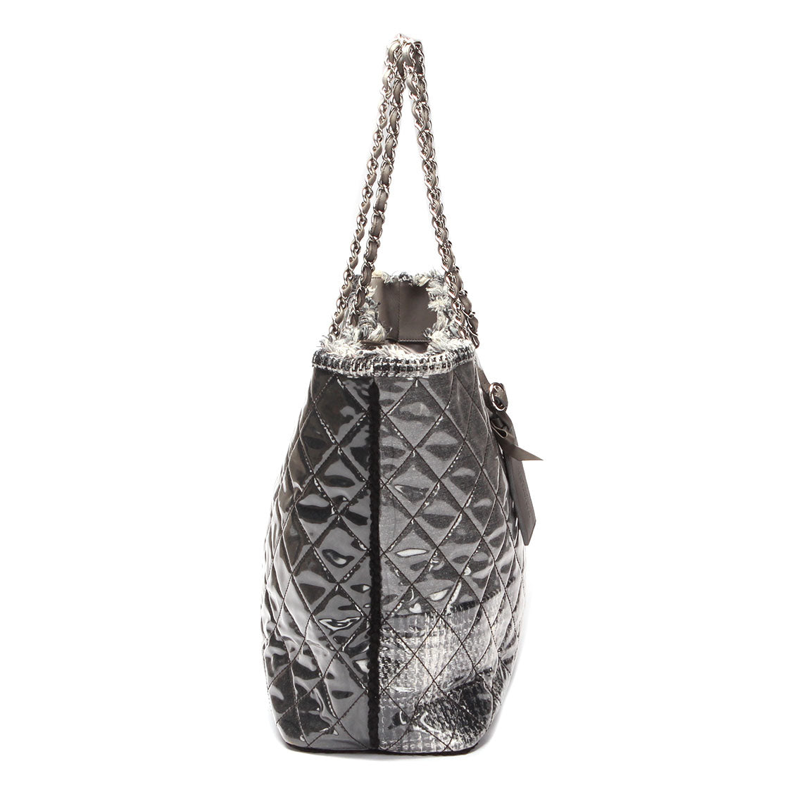 Chanel Quilted Funny Tweed Patchwork Tote Plastic Tote Bag in Excellent condition