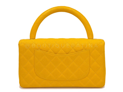 Chanel 1997 Vintage Canary Yellow Caviar Kelly Flap Parent Bag 24k GHW