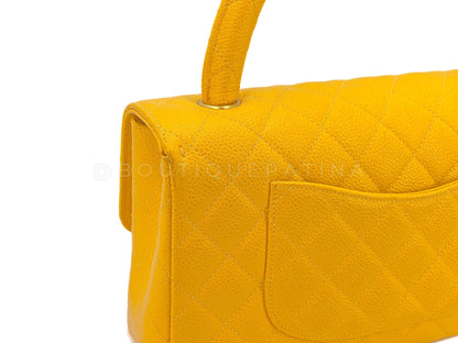 Chanel 1997 Vintage Canary Yellow Caviar Kelly Flap Parent Bag 24k GHW