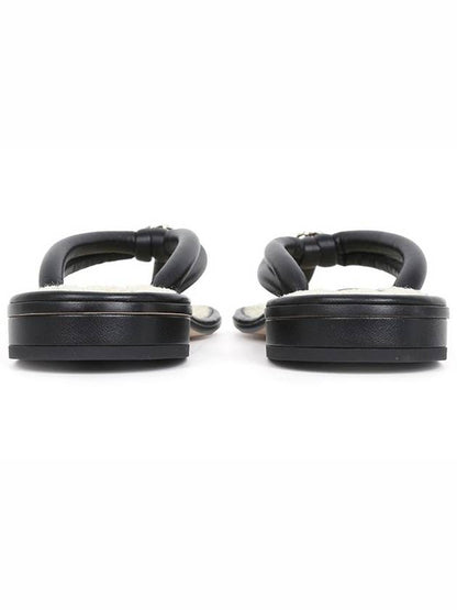 CC Logo Double String Flip Flops Black Chanel