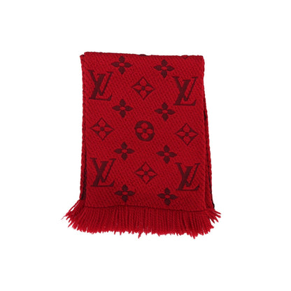 Louis-Vuitton Logomania Silk Wool Scarf Red