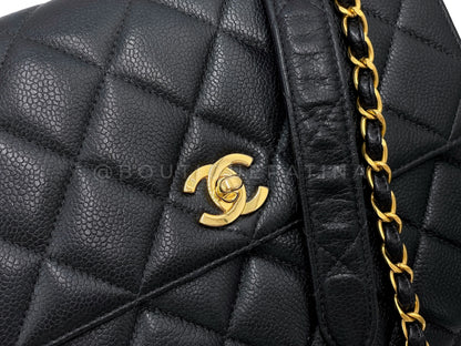 Chanel 1996 Vintage Black Caviar Square Crossbody Flap Bag 24k GHW