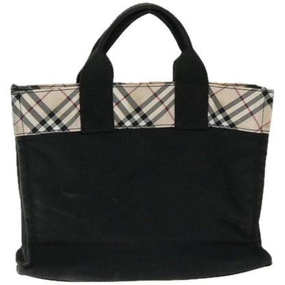 BurberrySs Nova Check Hand Bag Canvas Beige Black Auth 67106