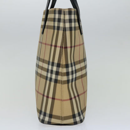 Burberry Nova Check Hand Bag PVC Beige Black Auth 67112
