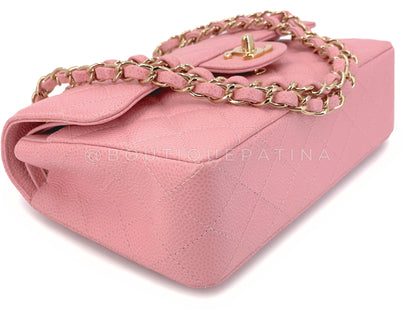 Chanel 2005 Vintage Sakura Pink Small Classic Double Flap Bag 24k GHW