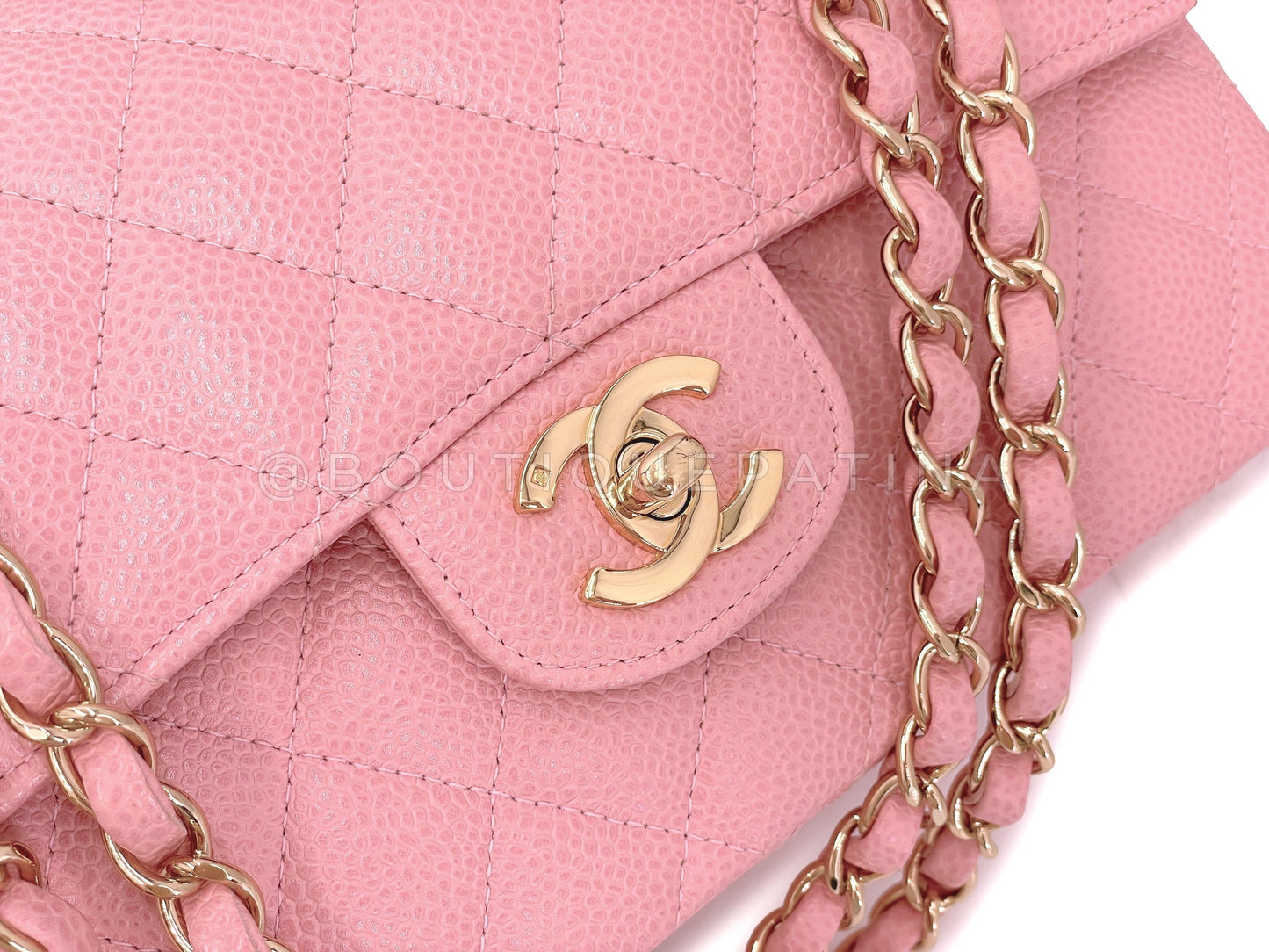 Chanel 2005 Vintage Sakura Pink Small Classic Double Flap Bag 24k GHW