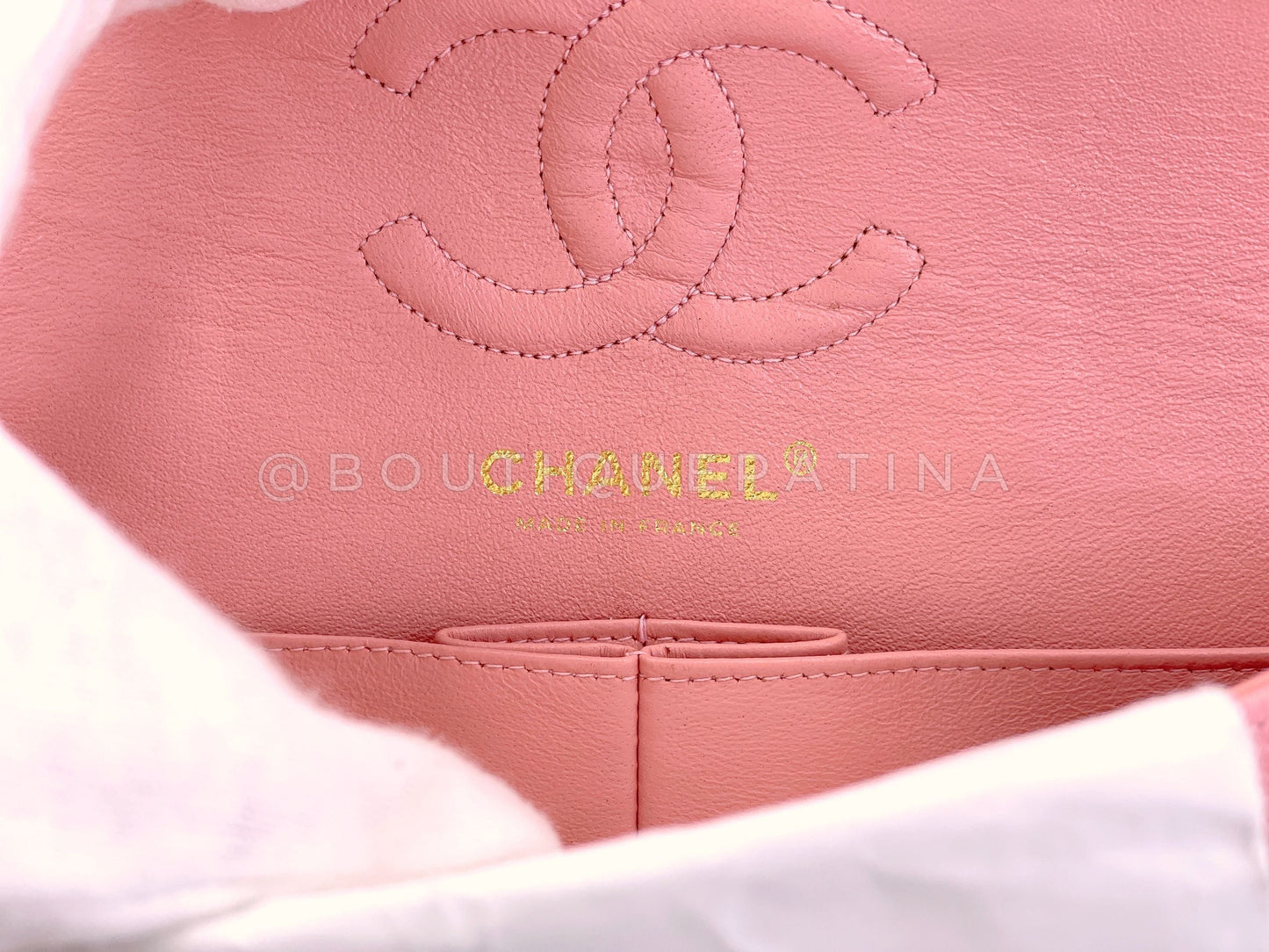 Chanel 2005 Vintage Sakura Pink Small Classic Double Flap Bag 24k GHW