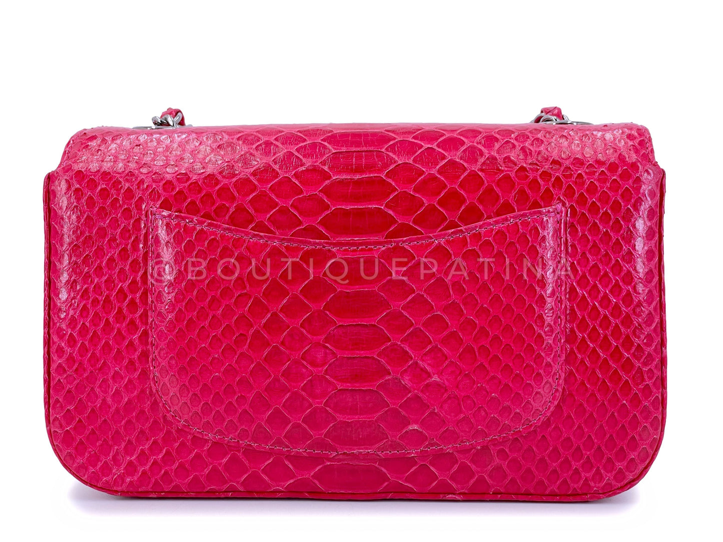 Chanel 2014 Fuchsia Pink Python Rectangular Mini Flap Bag RHW