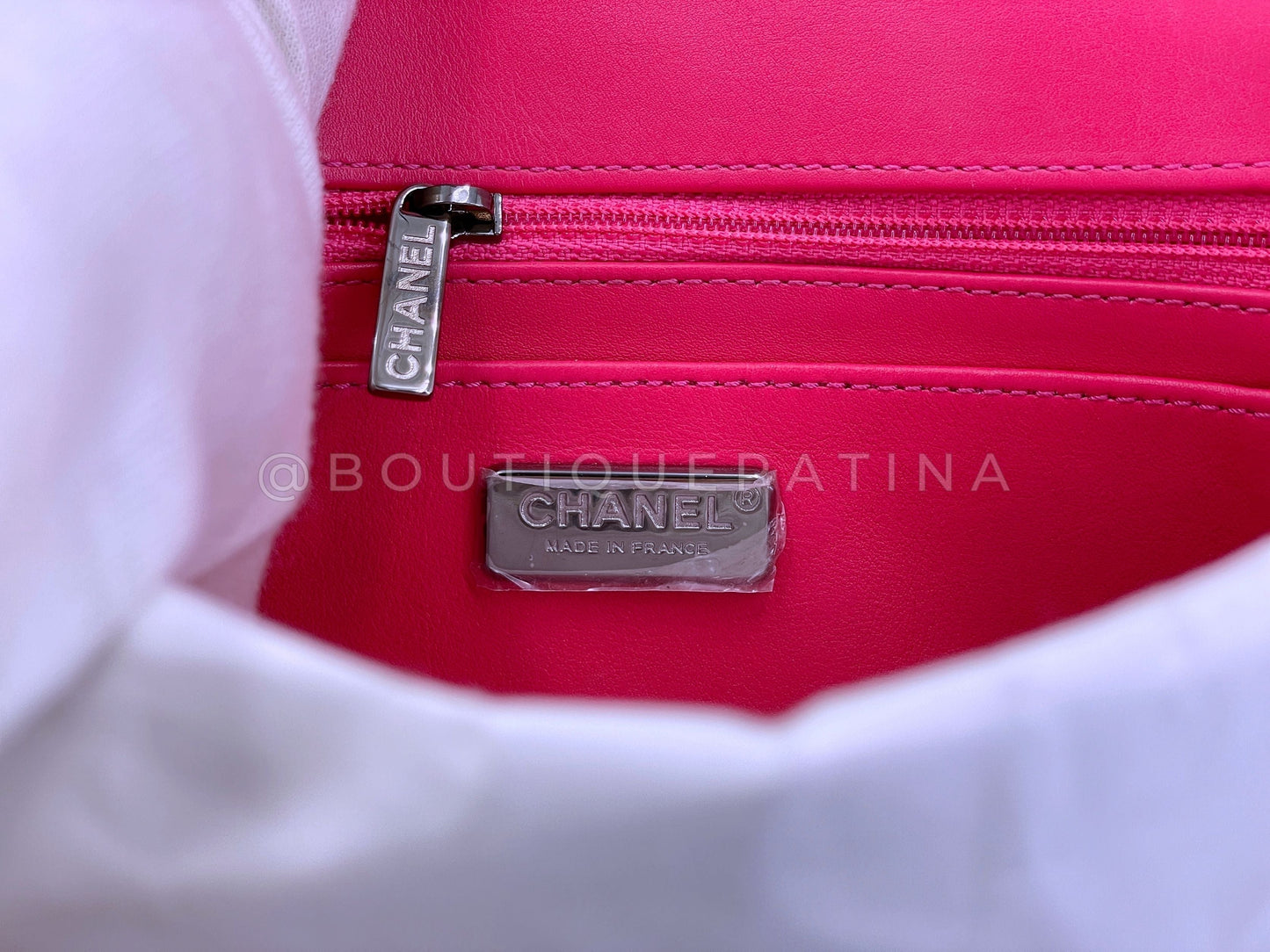 Chanel 2014 Fuchsia Pink Python Rectangular Mini Flap Bag RHW
