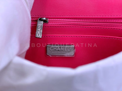 Chanel 2014 Fuchsia Pink Python Rectangular Mini Flap Bag RHW