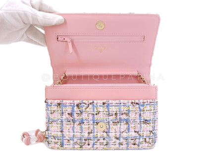 Chanel 19C Pink Tweed Life Raft Charm WOC Wallet on Chain Bag