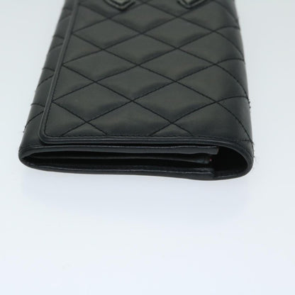 Chanel Cambon Line Long Wallet Leather Black CC Auth