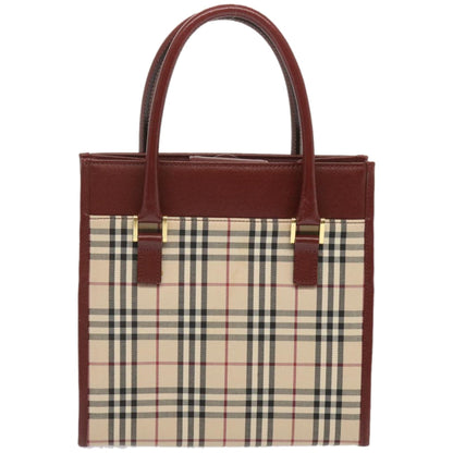 BURBERRY Nova Check Hand Bag Canvas Beige Auth 67916