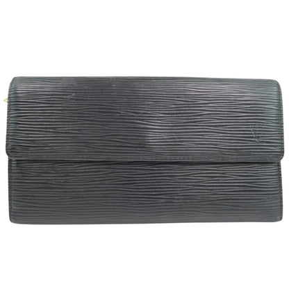 Louis Vuitton Black Leather Portefeuille Sarah wallet accessories