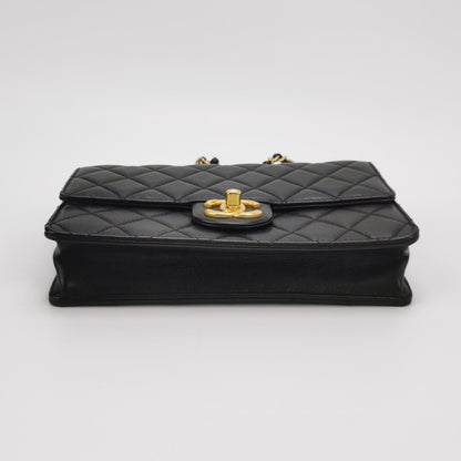 Chanel Flap Bag Lamb Leather Quilted Pearl Decor Classic Double C Buckle Shoulder Bag