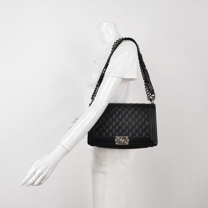Chanel Leboy Classic Large Lambskin Quilted CC Lock Shoulder Bag