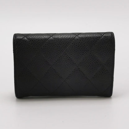 Chanel CC Bag Leather Solid Quilted Double C Logo Card Holder