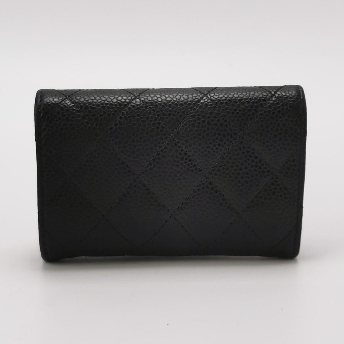 Preloved Chanel CC Bag Leather Solid Quilted Double C Logo Card Holder 250504781178163