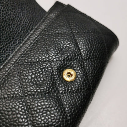 Chanel CC Bag Leather Solid Quilted Double C Logo Card Holder
