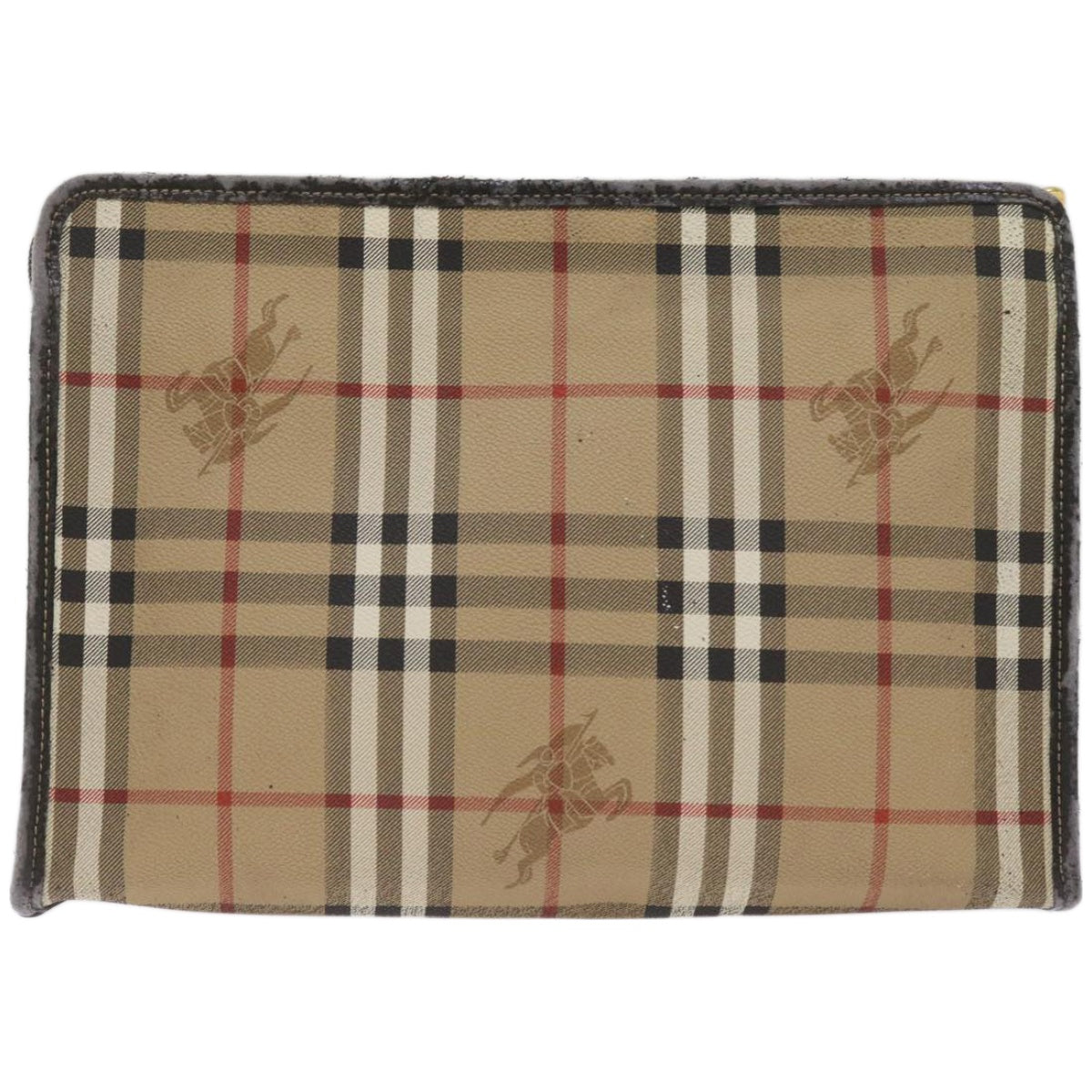 BurberrySs Nova Check Clutch Bag PVC Beige Auth 68216