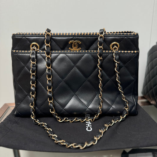 Chanel Perforated Edge Tote - Black Shoulder Bags, Handbags eal