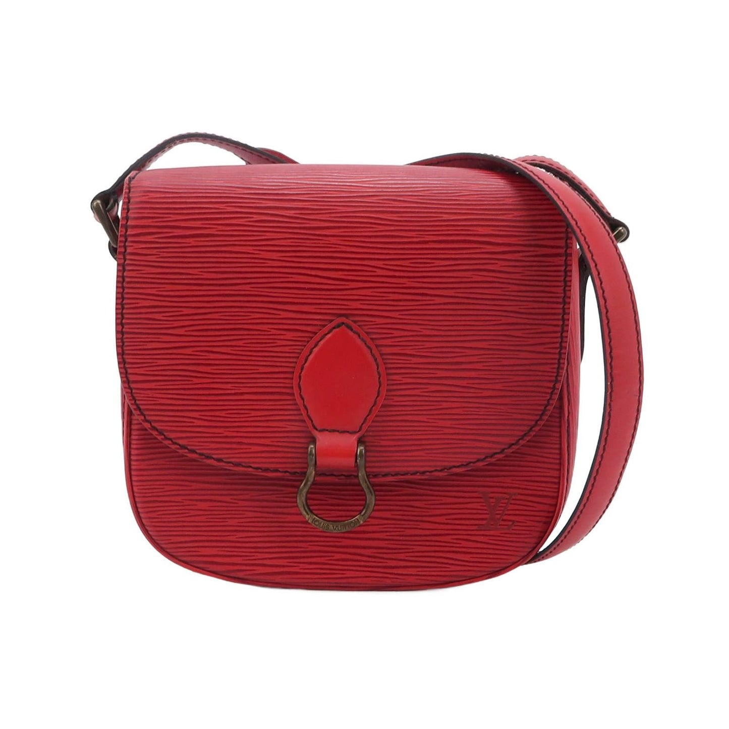 Louis Vuitton Saint Cloud Calfskin Wave Shield Buckle Vintage Crossbody Bag 24122778998235