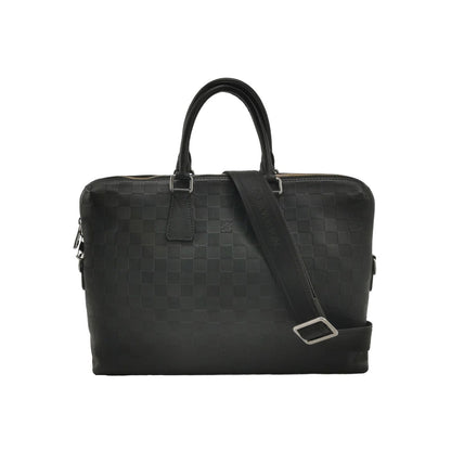 Louis Vuitton Porte-Documents Jour Leather Checkerboard Trim Briefcase Crossbody Shoulder Bag 24122778998260