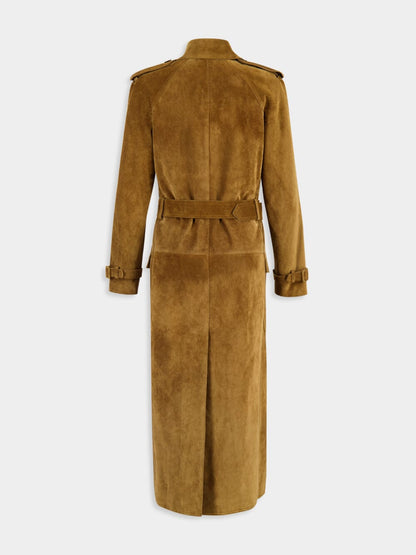 Noix Suede Double-Breasted Trench Coat