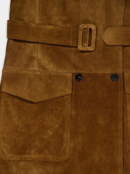 Noix Suede Double-Breasted Trench Coat
