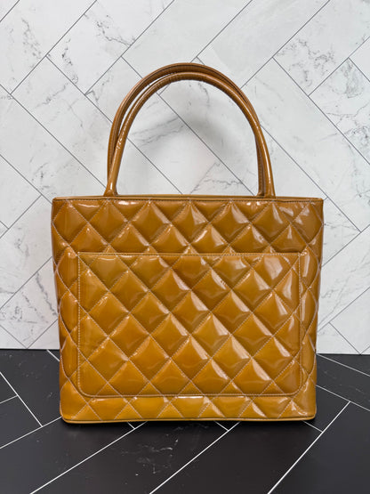 Chanel Gold Patent Leather Shoulder Bag