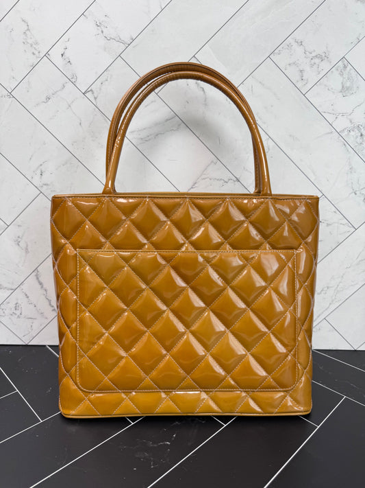 Chanel Gold Patent Leather Shoulder Bag