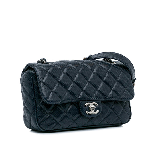 Blue Chanel Perforated Classic Mini Rectangular Flap Shoulder Bag