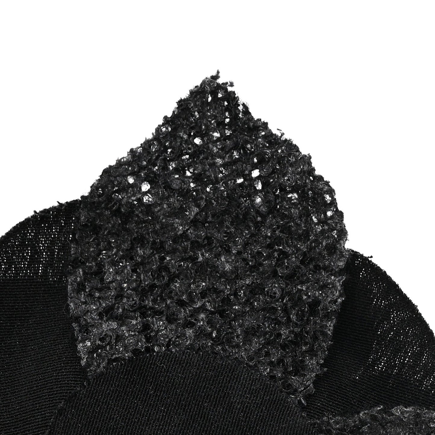 Tweed Fabric Camellia Pin Brooch Black