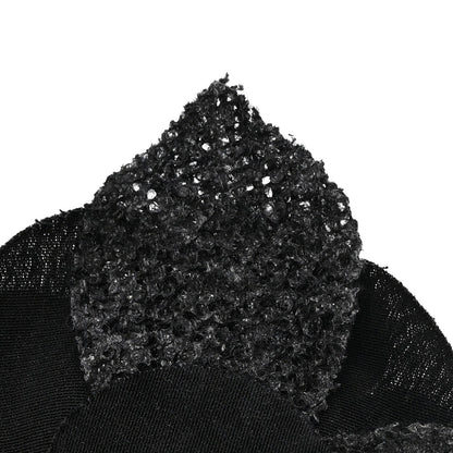 Tweed Fabric Camellia Pin Brooch Black