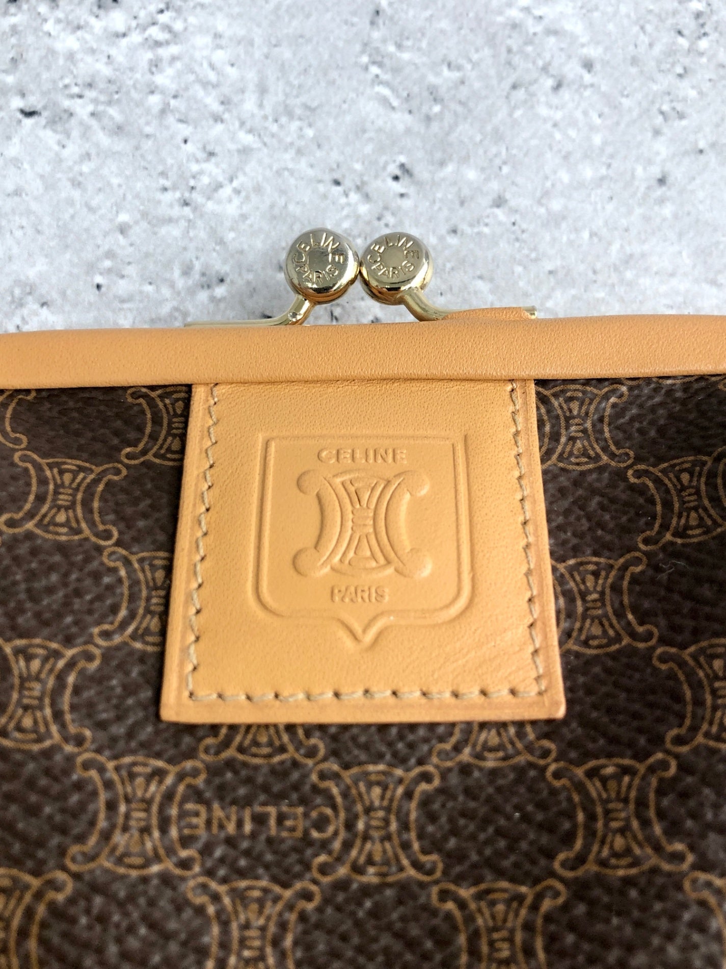 CELINE  Metal Clasp Coin Purse Brown Vintage bva4rv