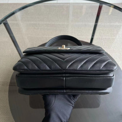 Trendy CC Small 25CM Chevron Lambskin Black Golden Hardware Series 26