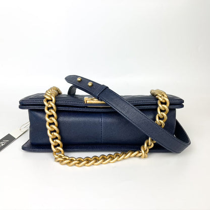 Navy Blue Old Medium Caviar Le Boy with GHW